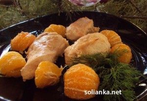 Курица в соевом соусе с имбирем и мандаринами